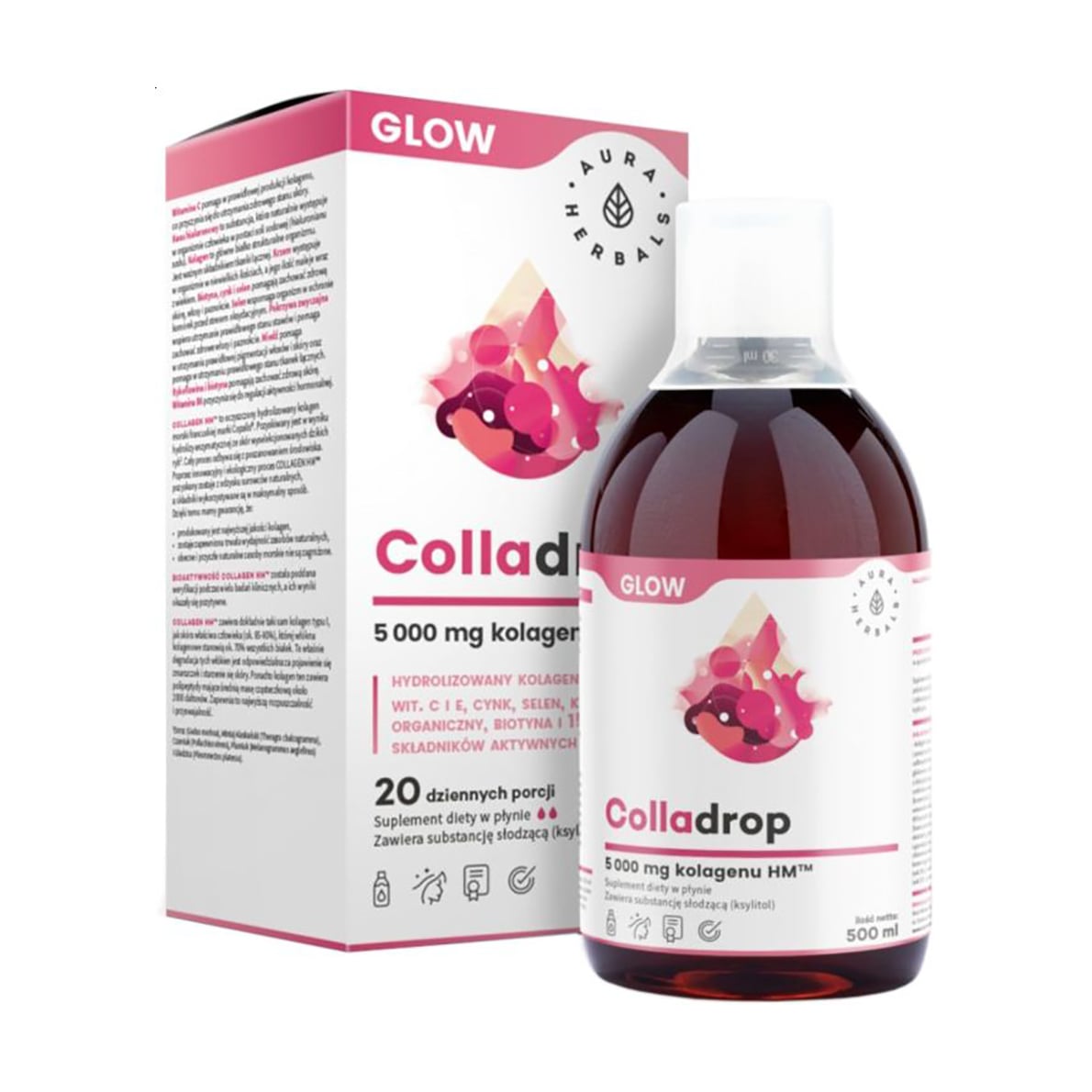 Морський колаген Aura Herbals Colladrop Glow Marine Collagen 5000 мг, в рідині, 500 мл