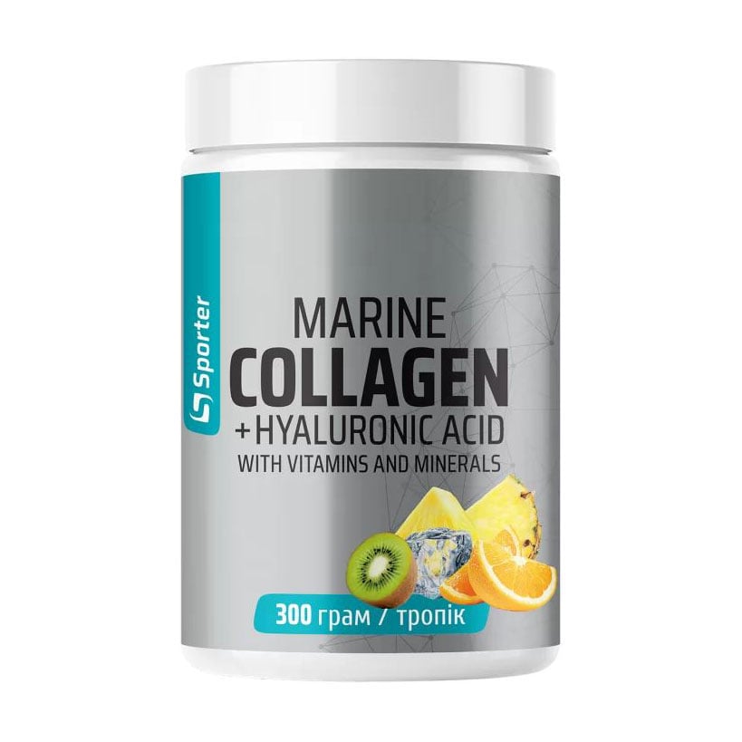 Морський колаген з гіалуроновою кислотою Sporter Marine Collagen + Hyaluronic Acid Тропік, в порошку, 300 г